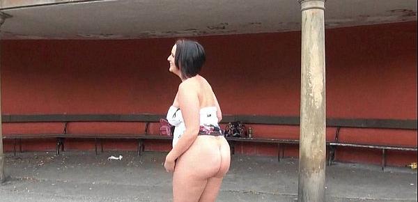  Chubby amateur milf Sarah Janes outdoor masturbation and exhibitionist flashing
